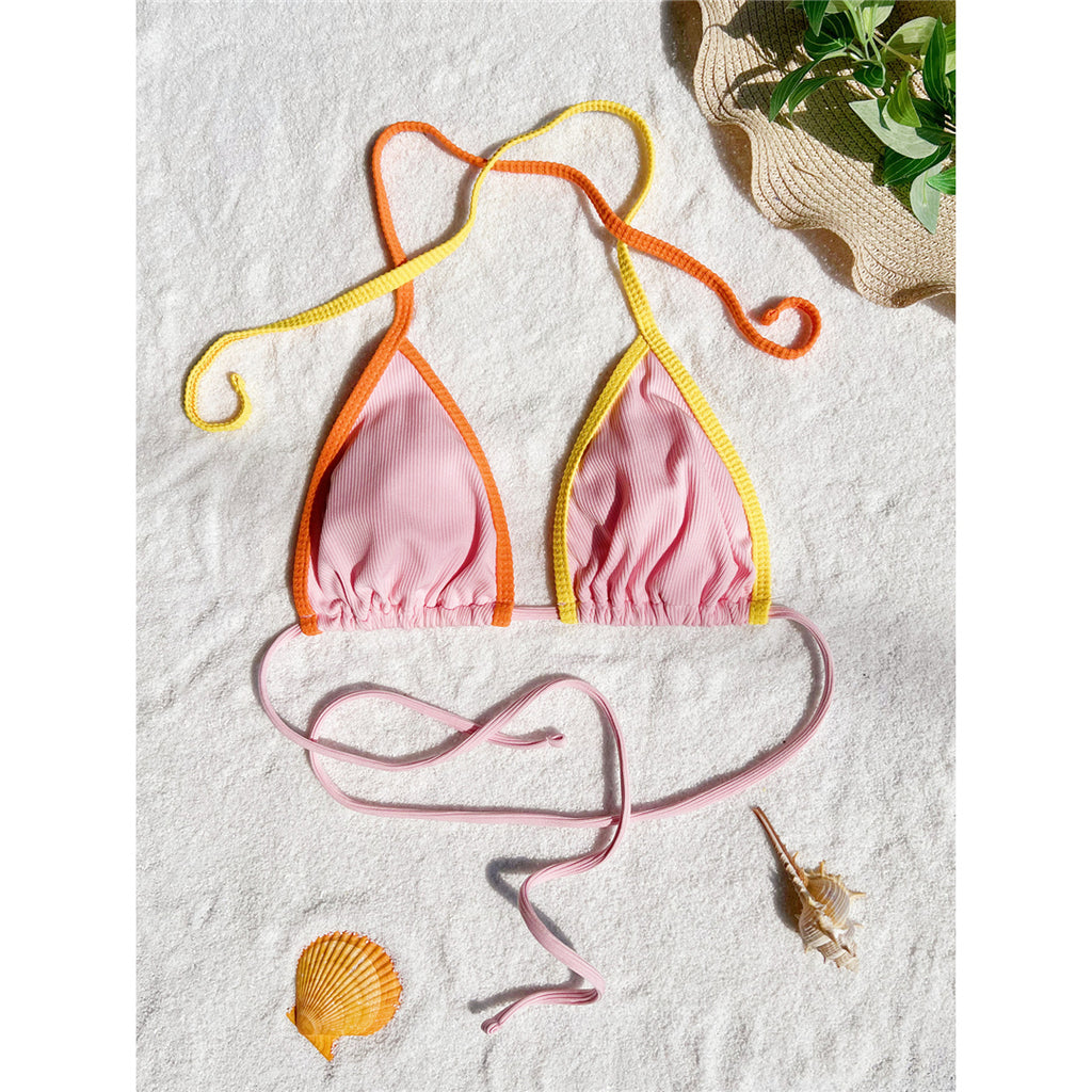 Julia Sexy Halter Splicing Ribbed Bikini