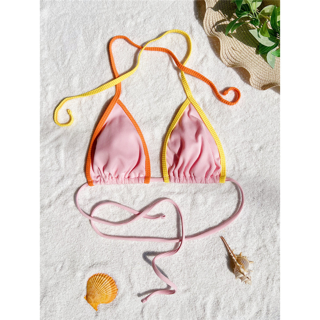 Julia Sexy Halter Splicing Ribbed Bikini