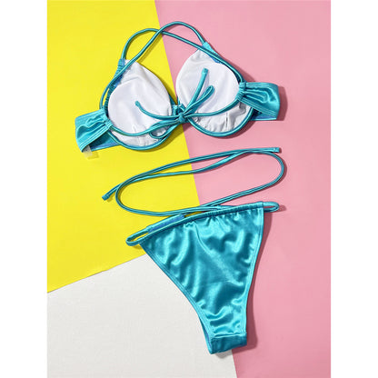 Sexy Wrinkled Underwired Cross Back Bikini