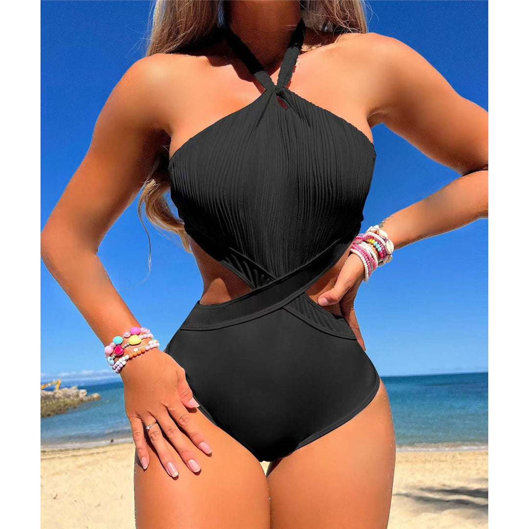 Jodie Sexy Halter Cut Out Wrinkled Monokini