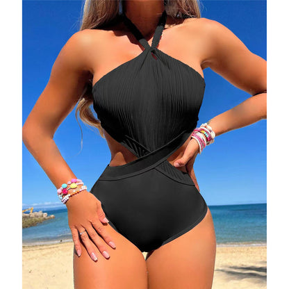 Jodie Sexy Halter Cut Out Wrinkled Monokini