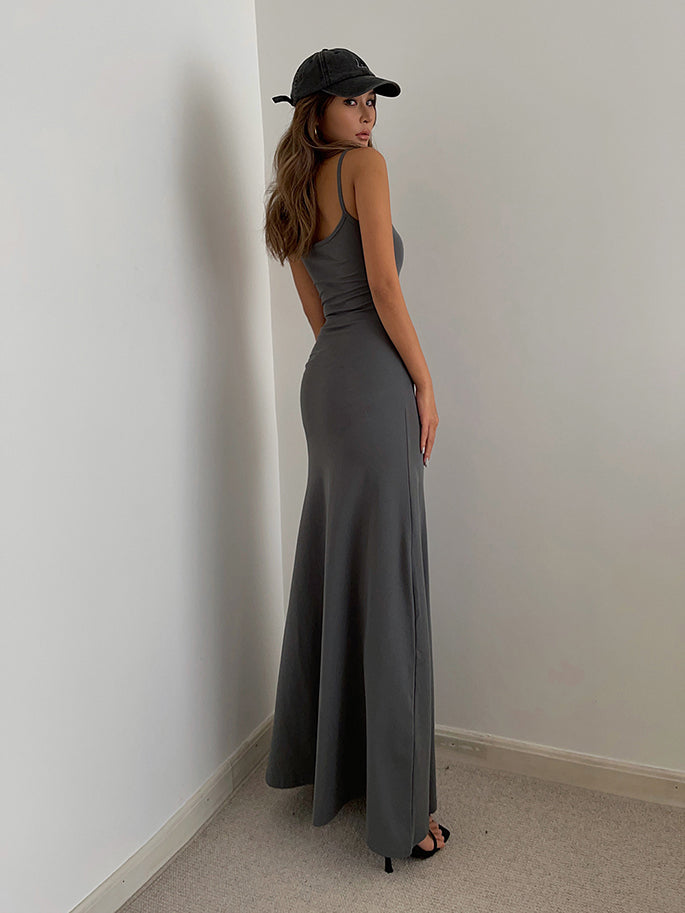 Solid Spaghetti Strap Maxi Dress