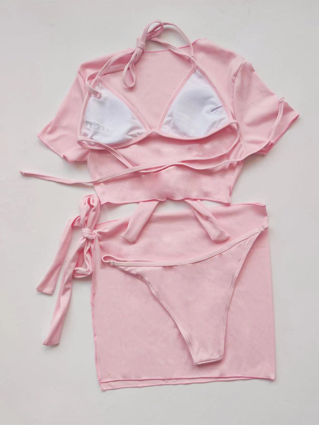 Pamela 4 Piece Set Ribbed Halter Bikini