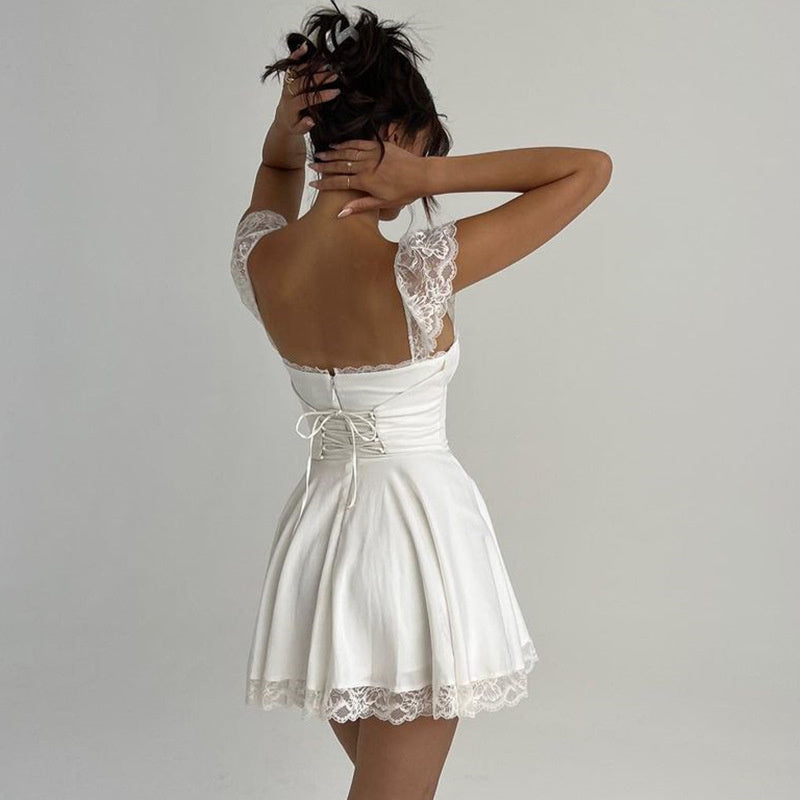 Annette Lace Strap Mini Dress