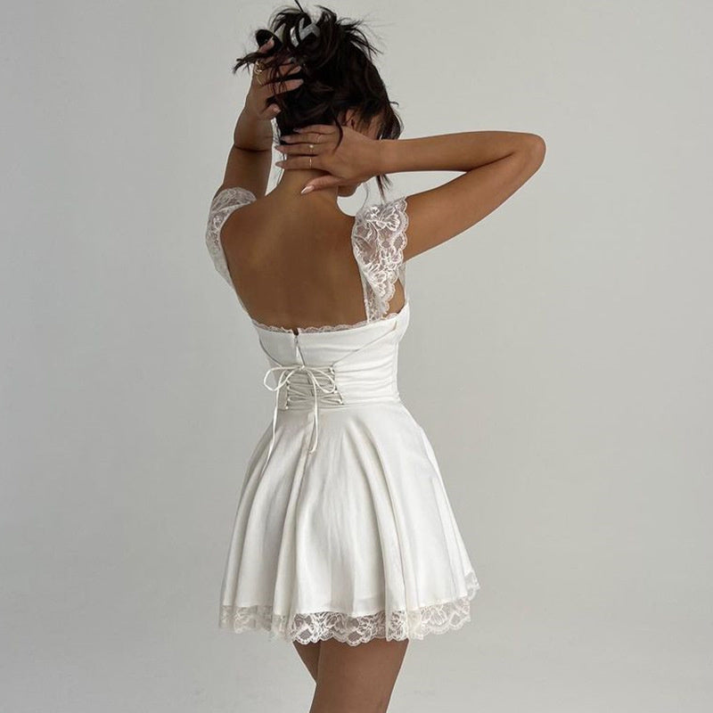 Lace Strap Mini Dress