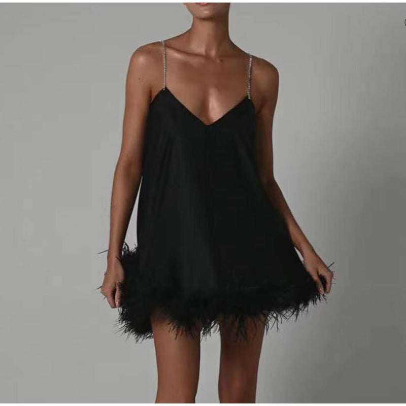 Melissa Sexy Feather Camisole Dress