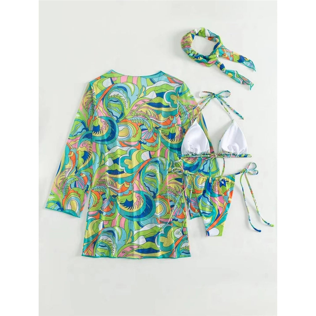 Jamie Sexy Printed With Cover Up Hairband Bikini