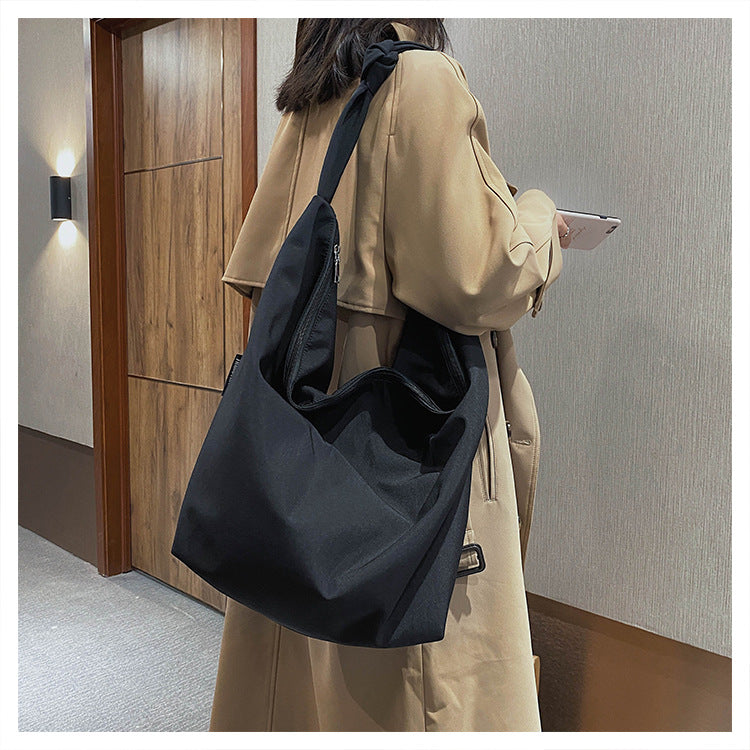 Nora Pure Color Nylon Big Tote Bag