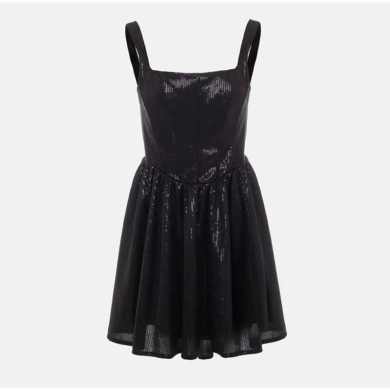Diane Solid Sleeveless Black Mini Dress