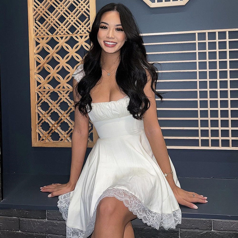 Lace Strap Mini Dress