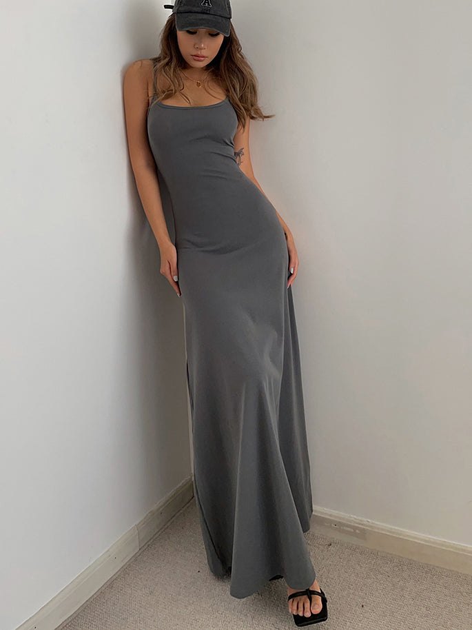Solid Spaghetti Strap Maxi Dress