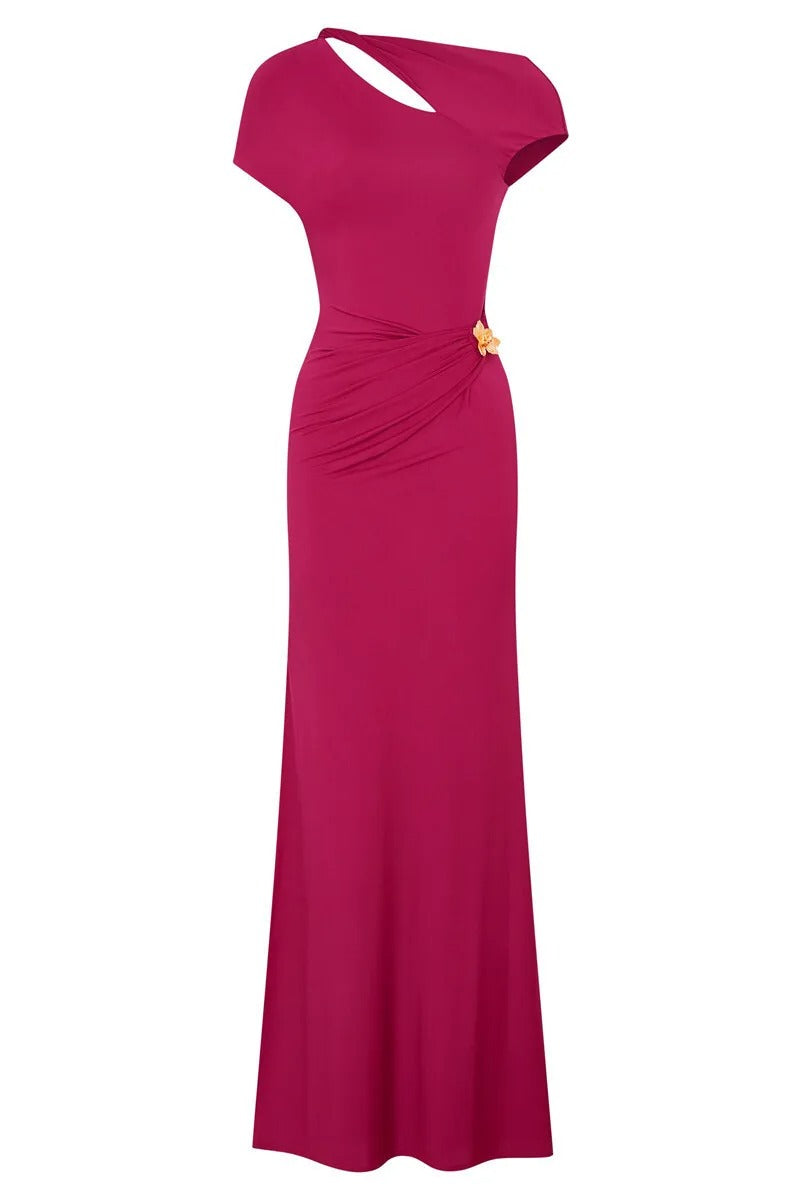 Alana Hollow Out Gold Clasp Sexy Maxi Dress