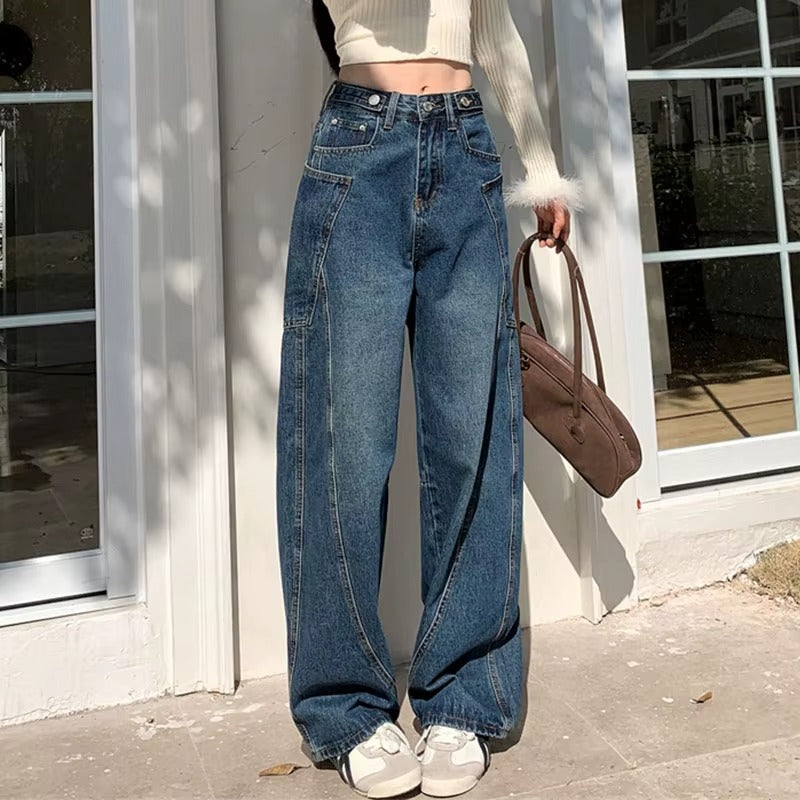 Y2K Vintage Blue Denim Pants for Women