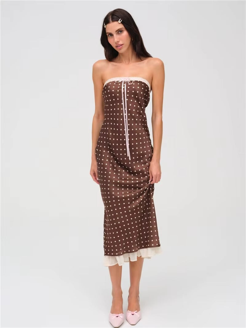 Connie Lace Strapless Backless Sexy Midi Dress