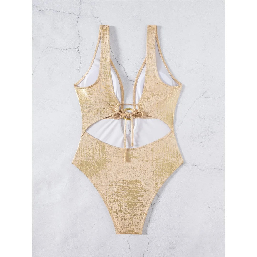 Megan Deep V Neck High Cut Leg Backless Monokini