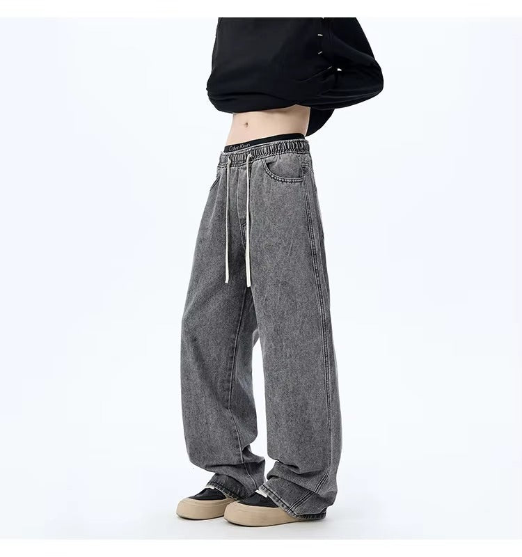 High Waisted Wide-Leg Jeans with Elastic Waist