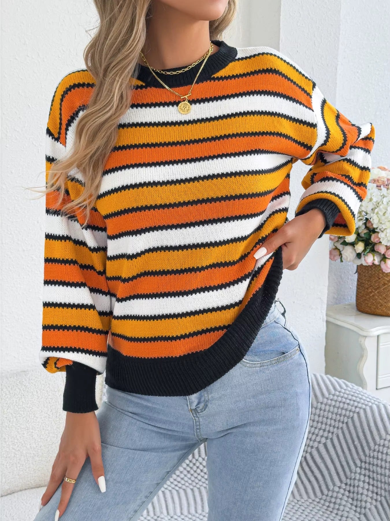 Cozy Striped Fall Sweater Outfit for Women 2026