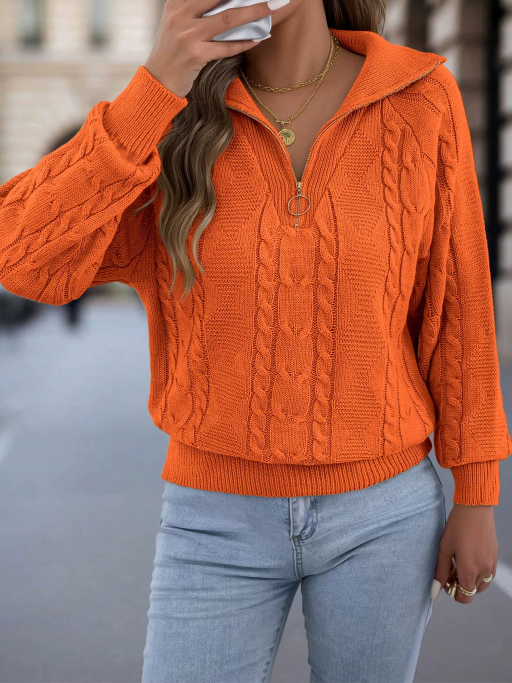 Women’s Casual Lantern Sleeve Knit Outfit