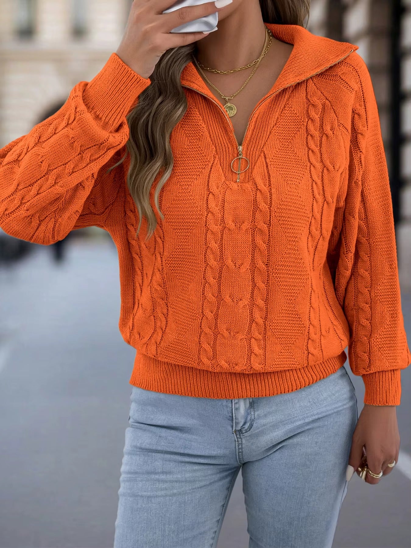 Women’s Casual Lantern Sleeve Knit Outfit