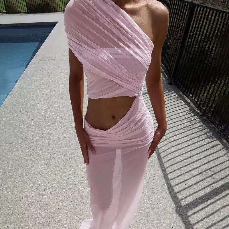 Alana Mesh Hollow Out Backless Sexy Maxi Dress