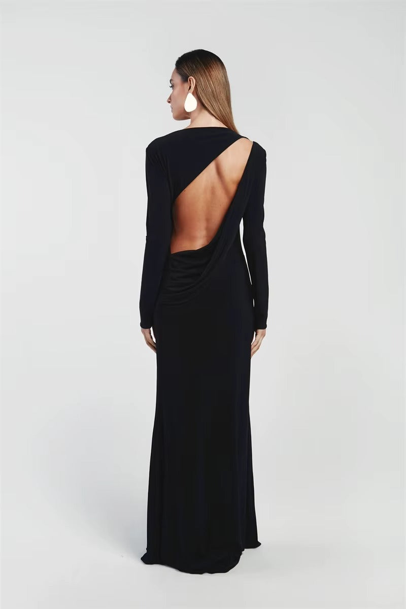 Backless Long Sleeve Sexy Maxi Dress