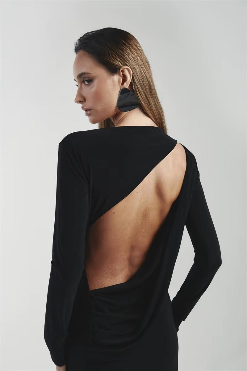 Backless Long Sleeve Sexy Maxi Dress