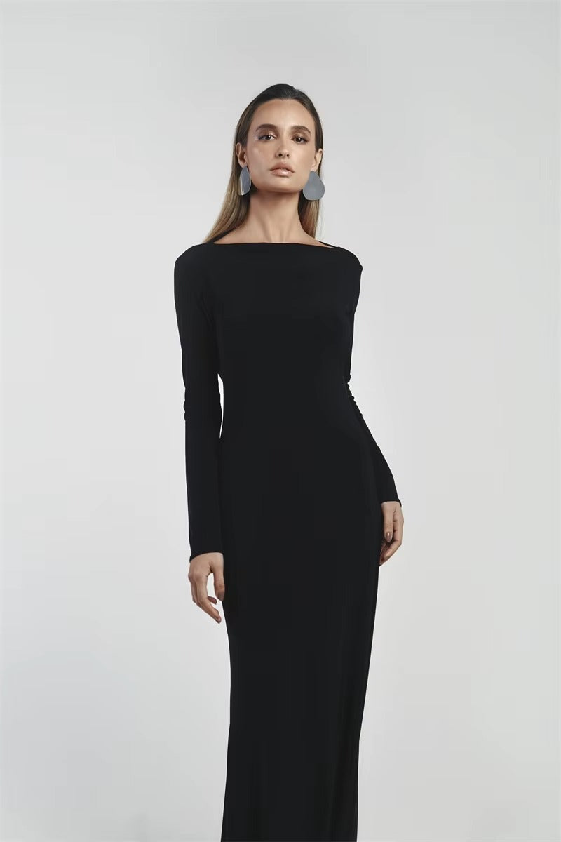 Backless Long Sleeve Sexy Maxi Dress