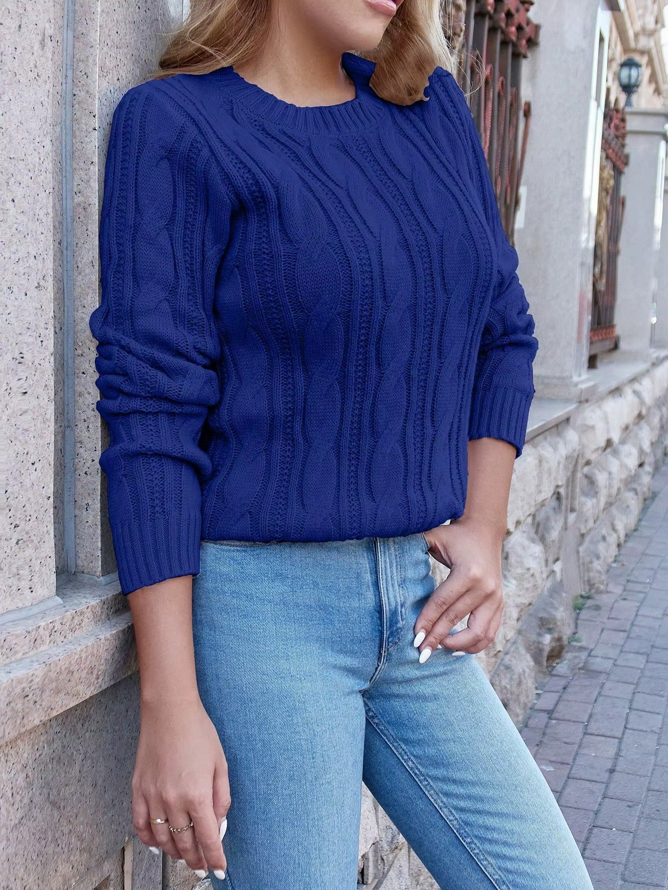 Cozy Solid Color Coarse Knit Pullover Sweater