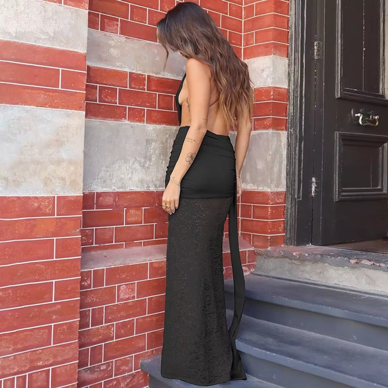 Jennifer Halter Deep V Neck Sexy Maxi Dress