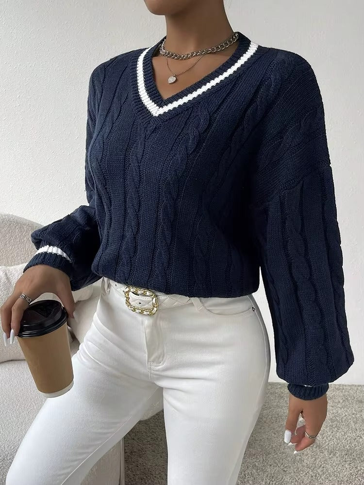 Cozy Fall V-Neck Sweater Outfit for Women