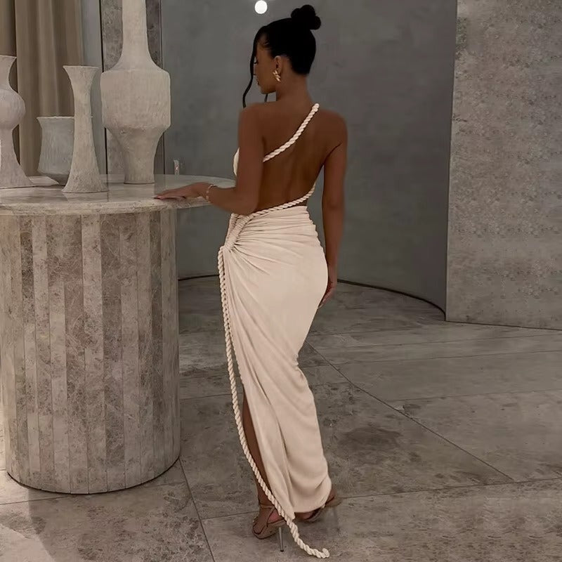 Jennifer  Off-shoulder Thigh High Split Sexy Maxi Dress