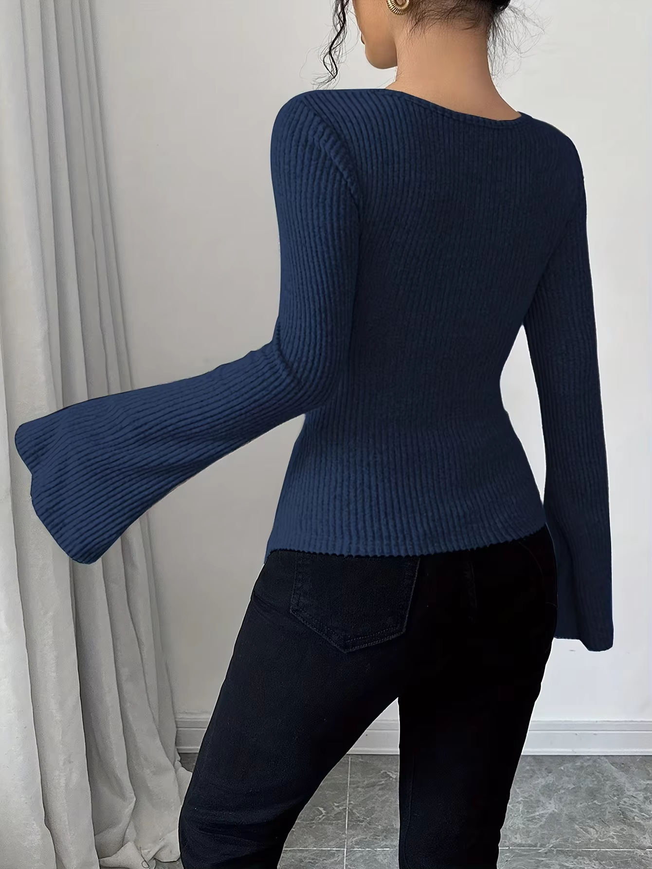 Women's Off Shoulder Asymmetrical V-Neck Fitted Tee