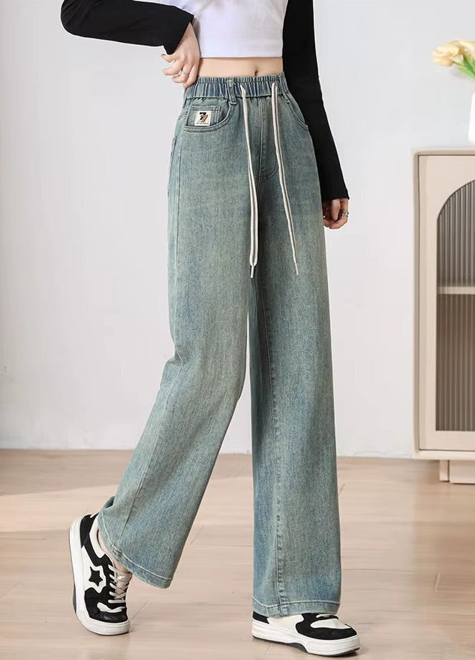 High Waist Elastic Denim Pants for Woman Outfits