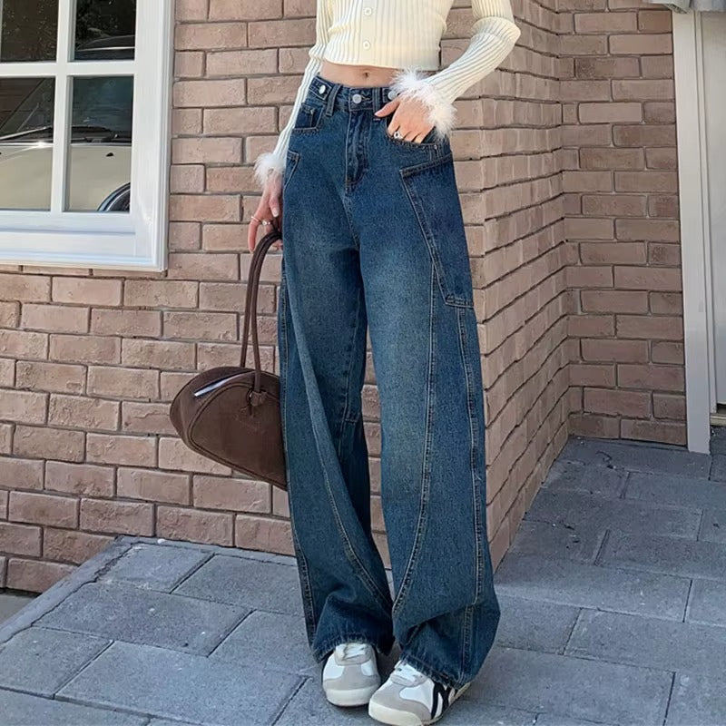 Y2K Vintage Blue Denim Pants for Women