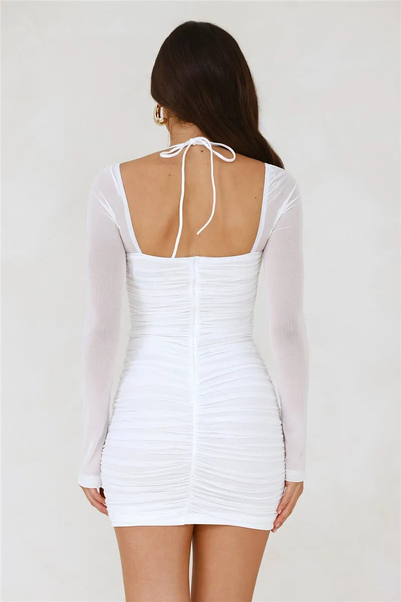 Alexandra Square Collar Backless Sexy Mini Dress