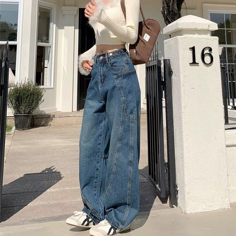Y2K Vintage Blue Denim Pants for Women