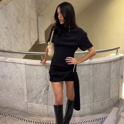 Victoria Short Sleeve Draped Sexy Mini Dress
