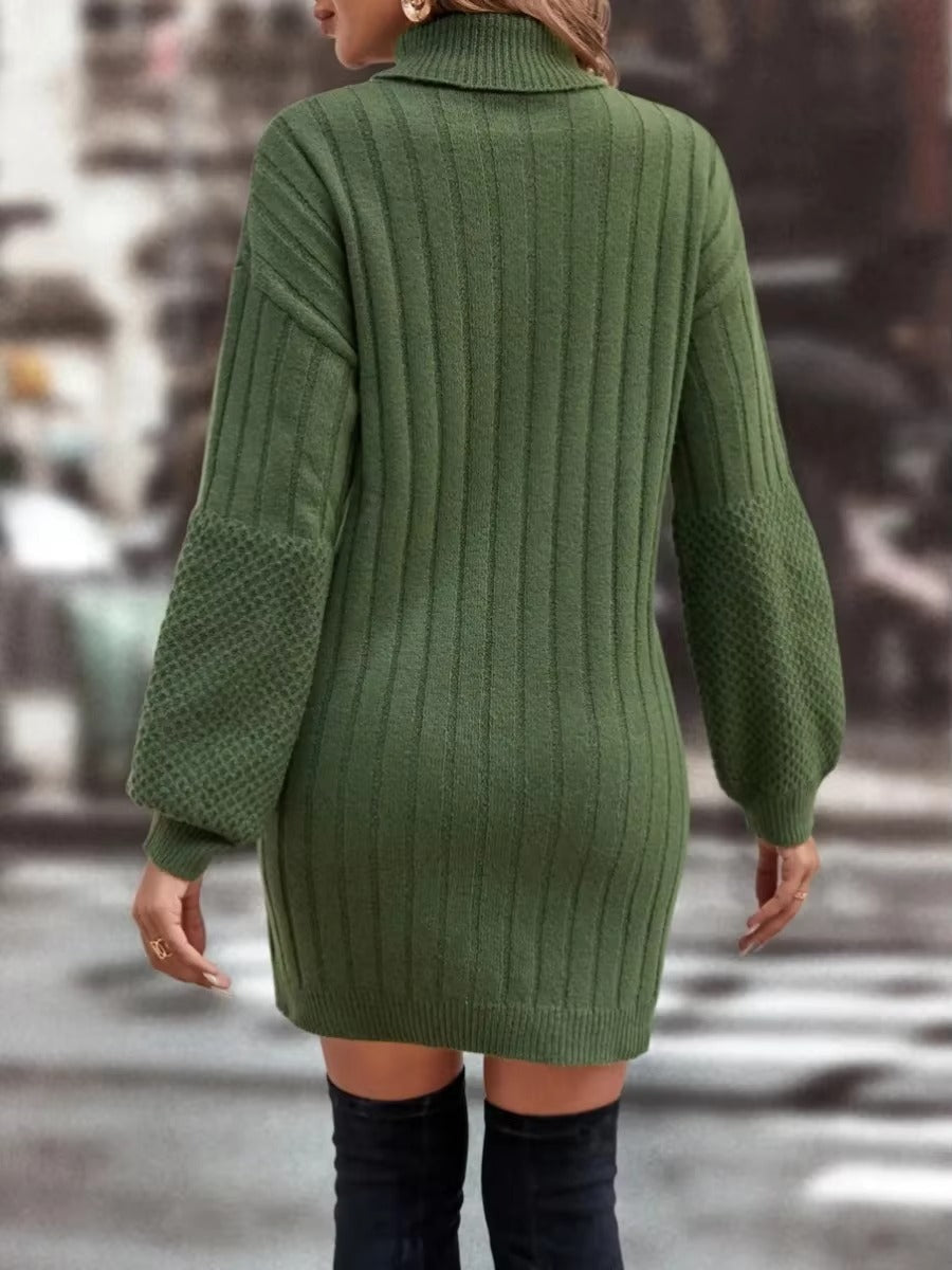 Women's High Neck Loose Casual Sweater Dress