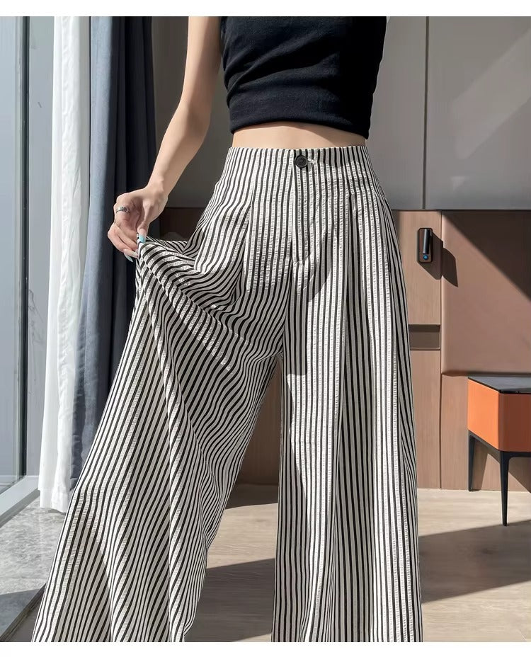 Vintage Striped High Waist Trousers