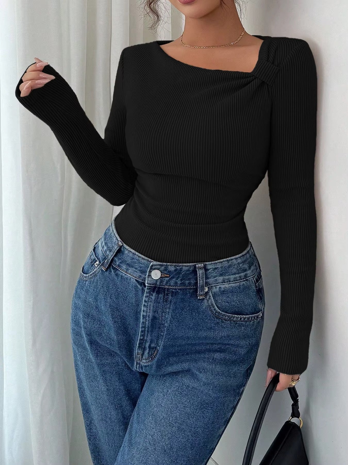 Women's Asymmetrical Pleated T-Shirt