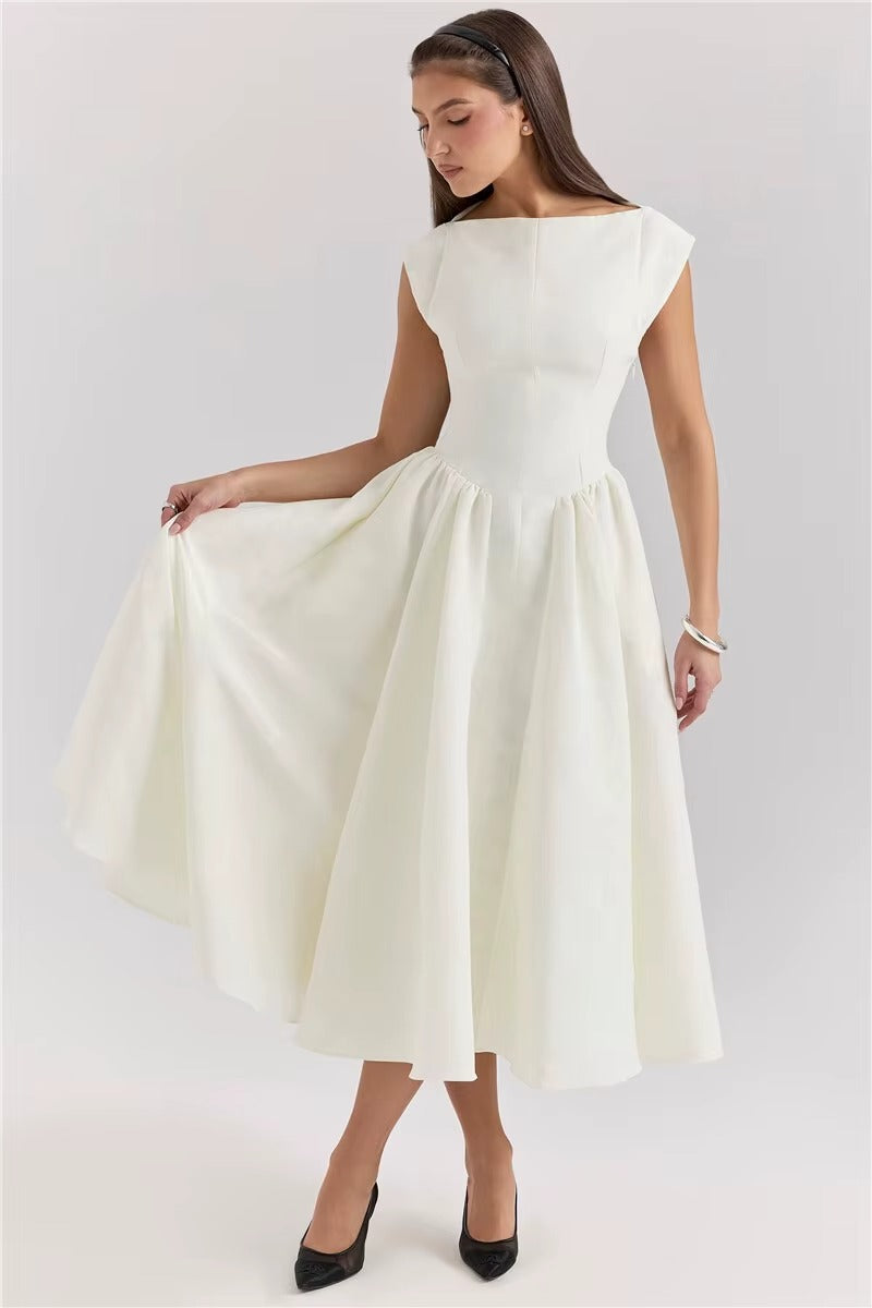White Backless A-line Sexy Maxi DressValerie
