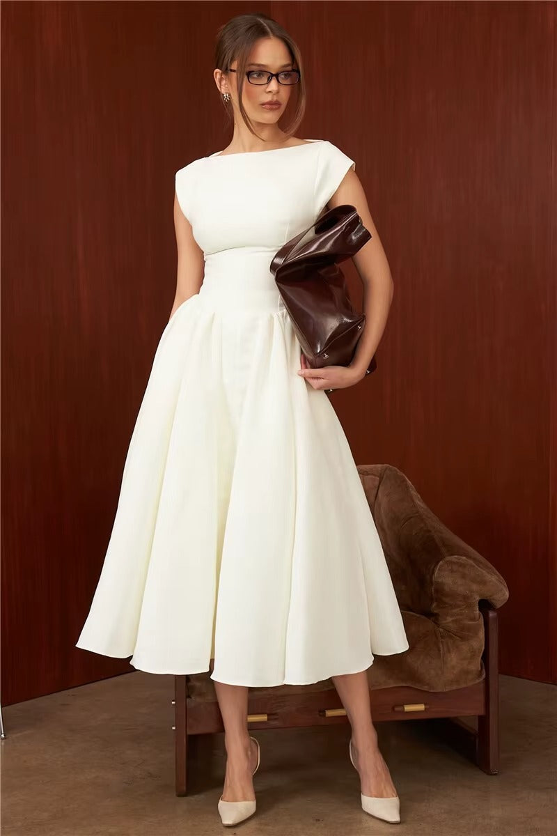 White Backless A-line Sexy Maxi DressValerie