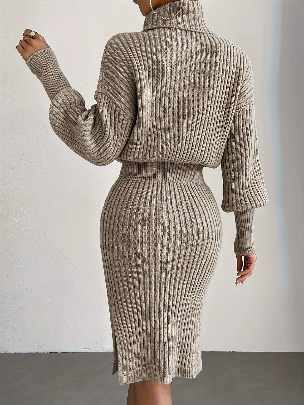 Turtleneck Casual Knit Sweater Dress