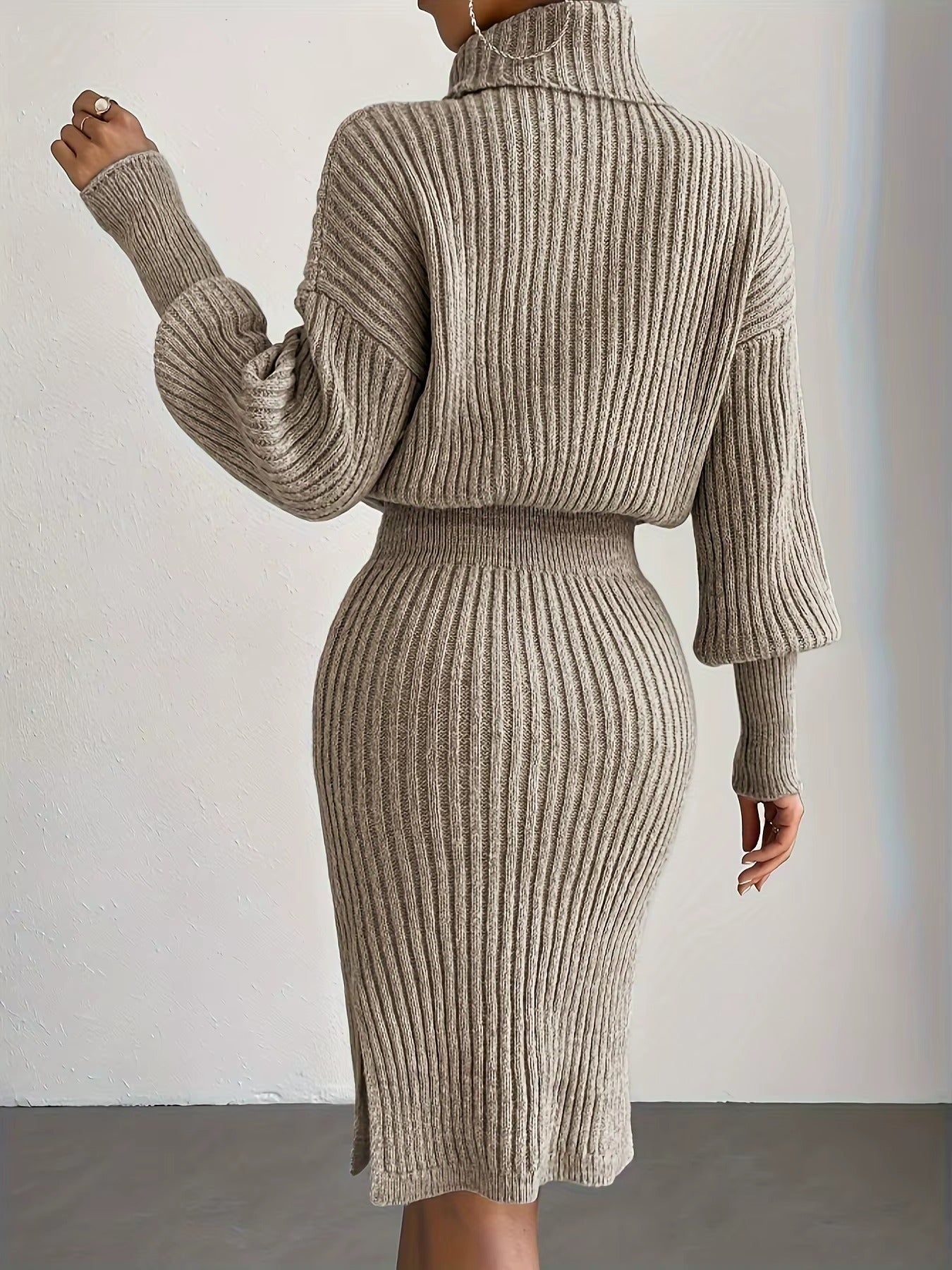 Turtleneck Casual Knit Sweater Dress