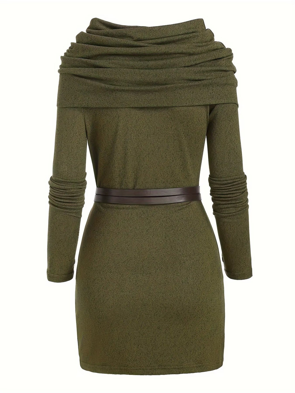 European & American Solid Color Knit Commuter Dress