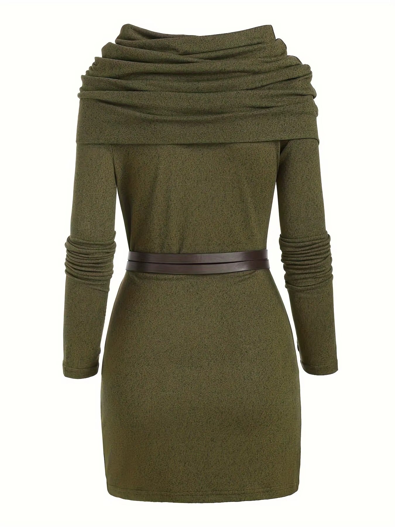 European & American Solid Color Knit Commuter Dress