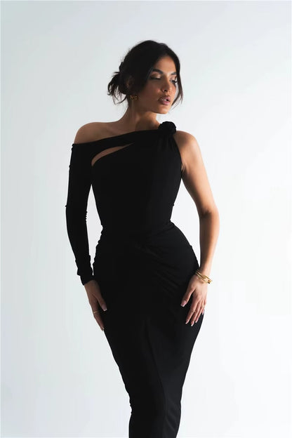 Marilyn Rose One Shoulder Backless Sexy Maxi Dress