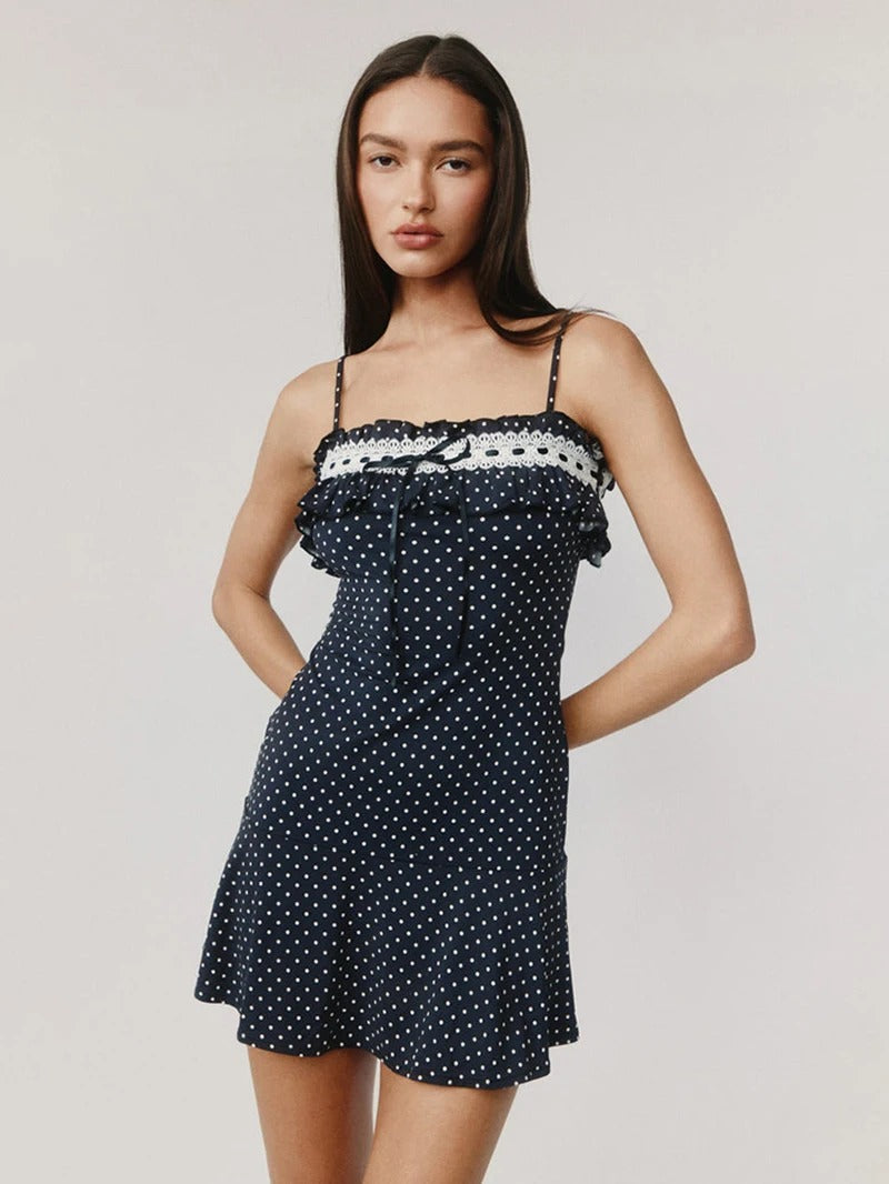 Chantal Spaghetti Strap Polka Dot Mini Dress
