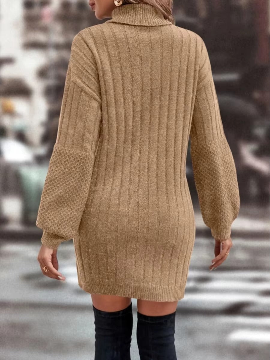 Women's High Neck Loose Casual Sweater Dress