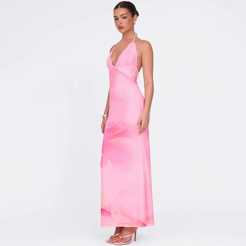 Judith Spaghetti Strap Backless Sexy Maxi Dress